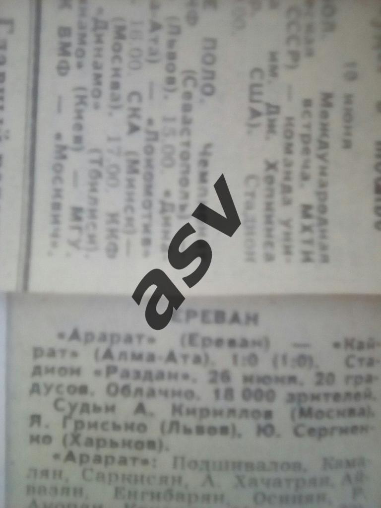 Арарат Ереван - Кайрат Алма-Ата 26.06.1988