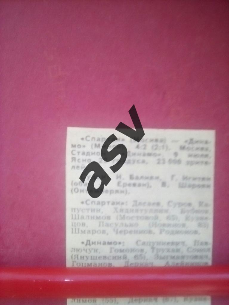 Спартак Москва - Динамо Минск 09.07.1988