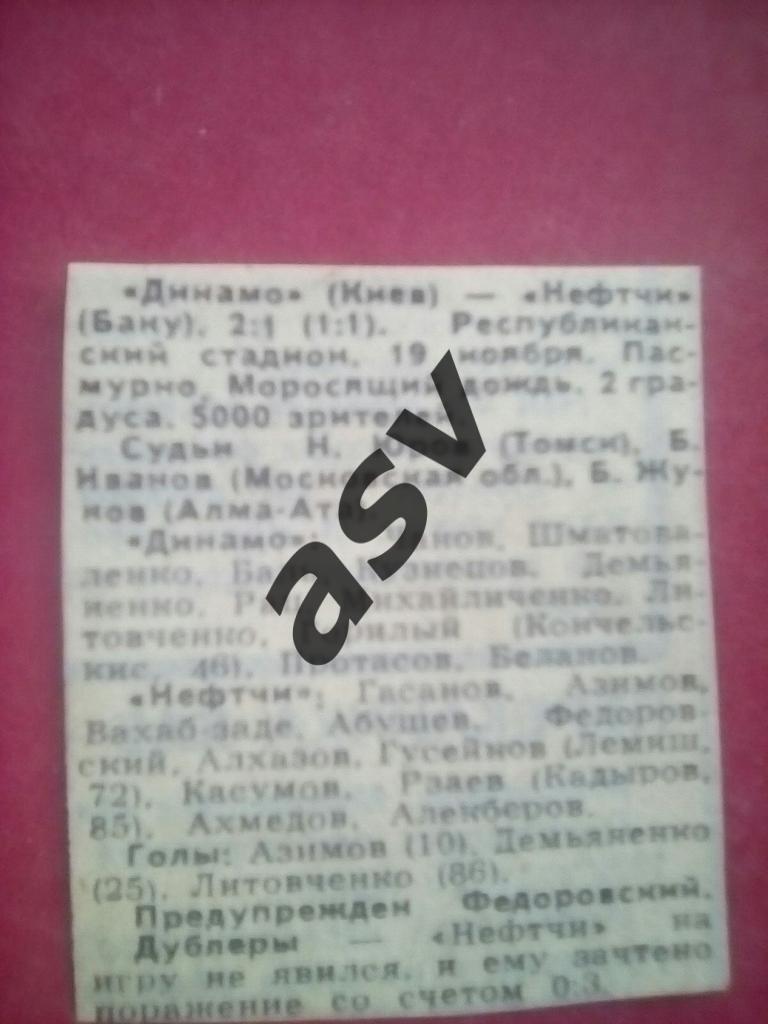 Динамо Киев - Нефтчи 19.11.1988