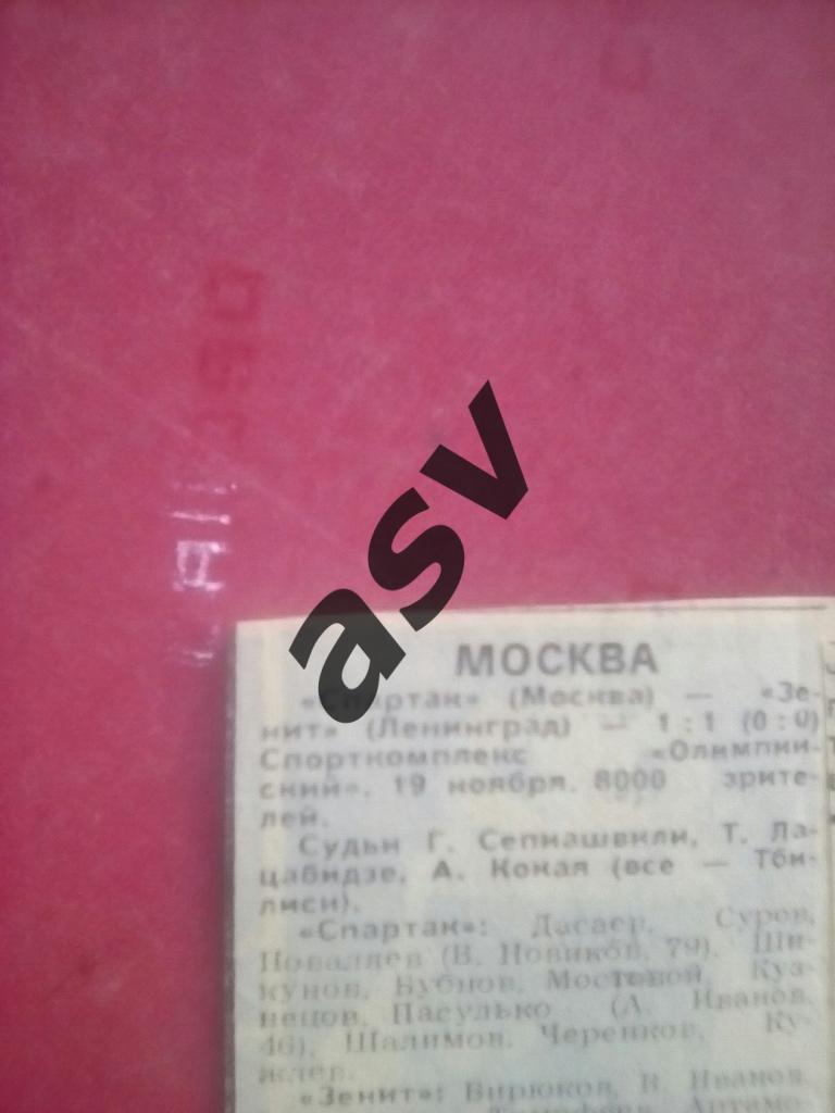 Спартак Москва - Зенит 19.11.1988
