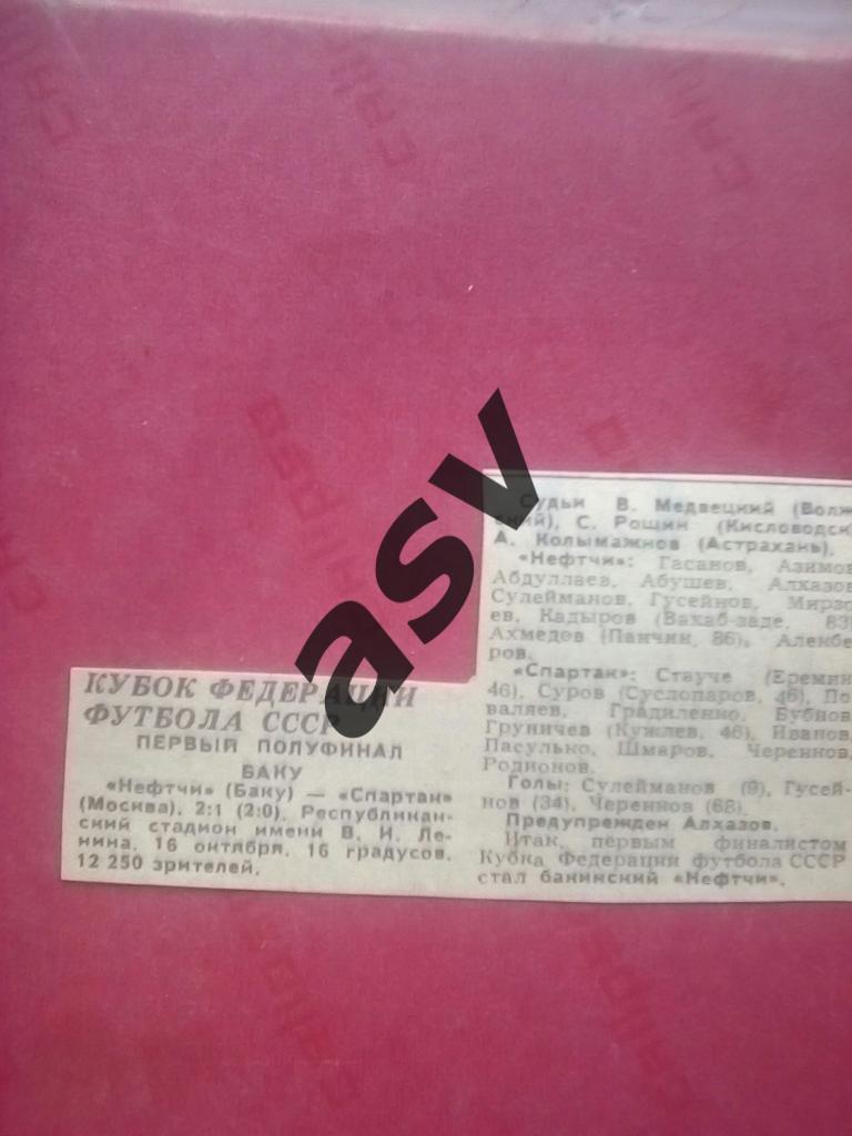 Нефтчи - Спартак Москва 16.10.1988 1/2 Кубок Федерации