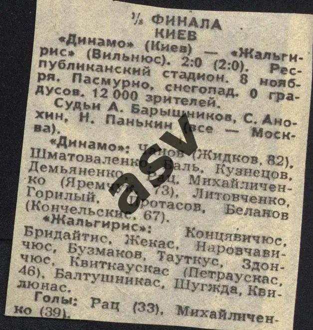 Динамо Киев - Жальгирис 8.11.1988 1/8 Кубок СССР