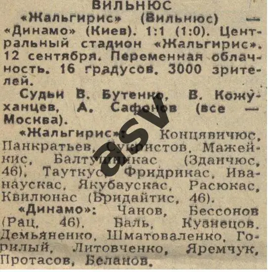 Жальгирис - Динамо Киев 12.09.1988 1/8 Кубок СССР