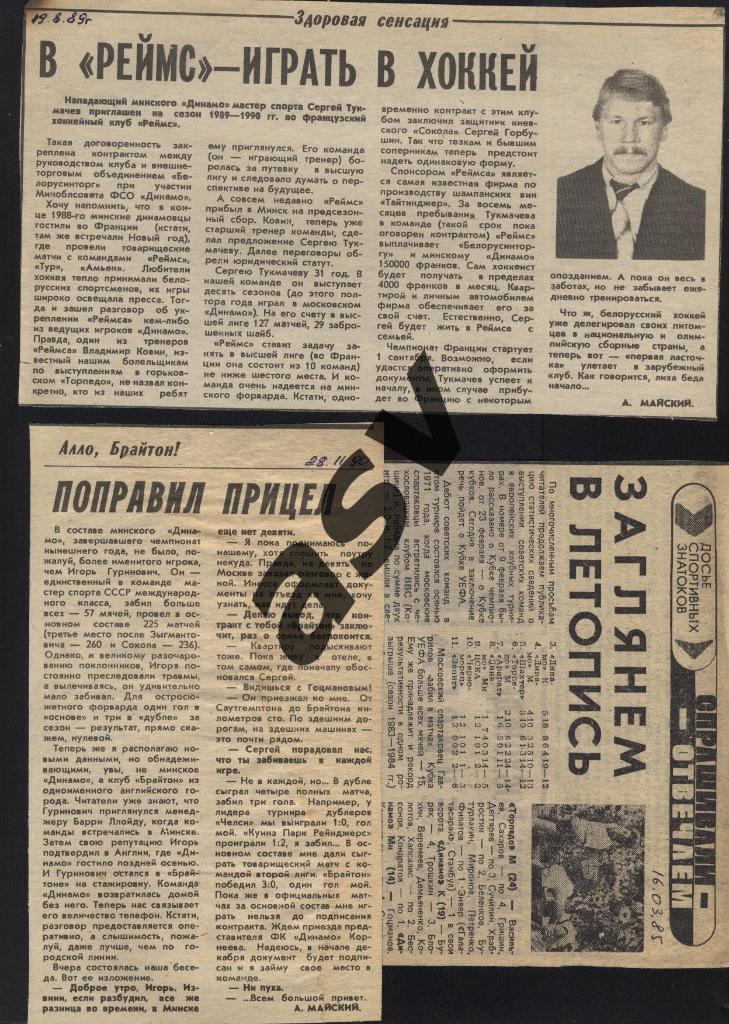 В Реймс - играть в хоккей (Сергей Тукмачев) 19.08.1989