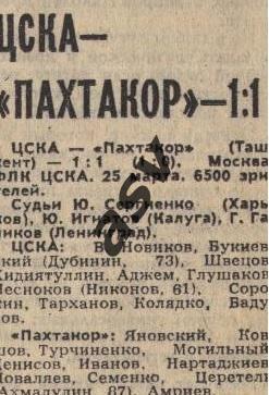ЦСКА - Пахтакор Ташкент 25.03.1981