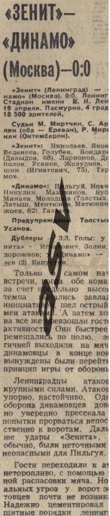 Зенит - Динамо Москва 19.04.1981