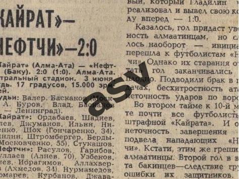 Кайрат Алма-Ата - Нефтчи Баку 03.06.1981