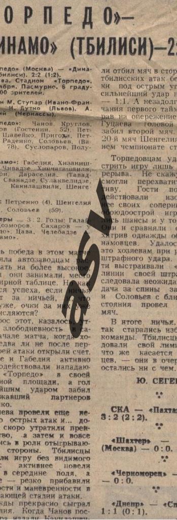Торпедо Москва - Динамо Тбилиси 15.10.1981
