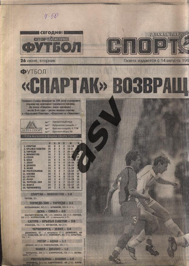 2001 Спорт-Экспресс № 142 26.06.2001