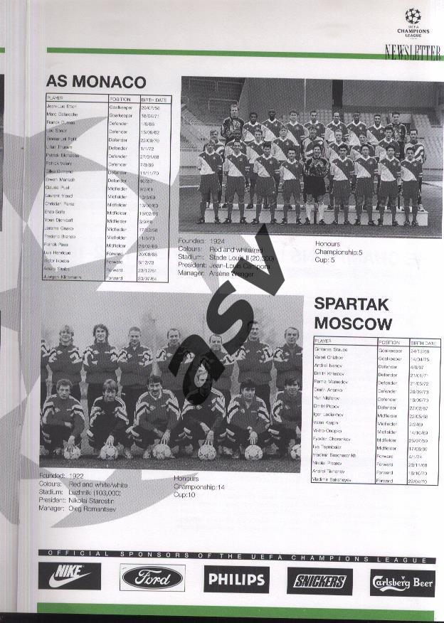 Лига Чемпионов 1993-1994. Спартак Москва и др. 1