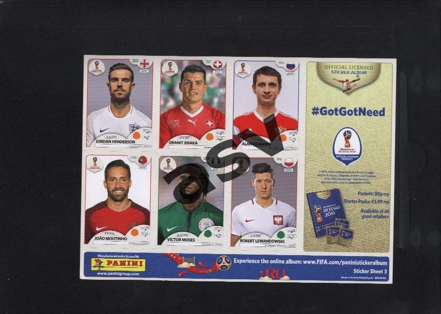 6 наклеек для альбома PANINI Чемпионат Мира 2018 - 3