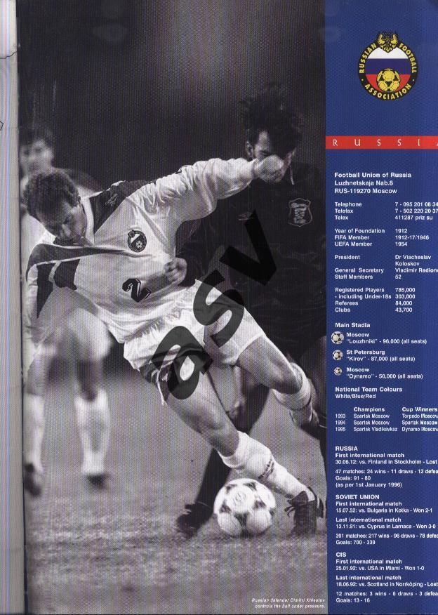 Журнал УЕФА 1996 Все страны бывшего СССР + Албания и Македония см. сканы 4