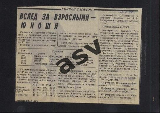 1987. Хоккей с мячом / Чемпионат мира / Вслед за взрослы / Сов. спорт 12.02.1987