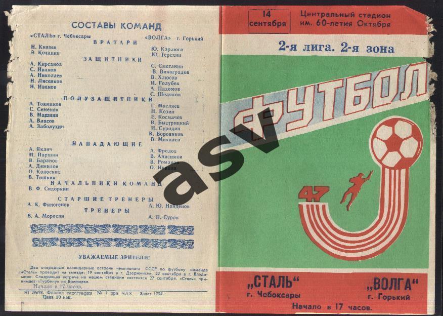 Сталь Чебоксары - Волга Горький - 14.09.1983