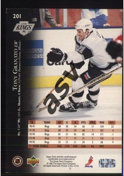 Tony Granato / Тони Гранато / Los Angeles Kings / Upper Deck NHL 1995-1996 № 201 1