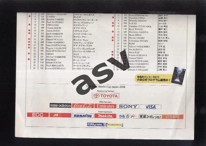 Аделаида Юнайтед Австралия - Гамба Осака Япония — 14.12.2008 1/4 Клубный ЧМ 1