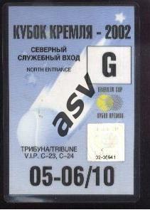 Теннис Кубок Кремля — 05-06.10.2002 Аккредитация/Пропуск / Гость