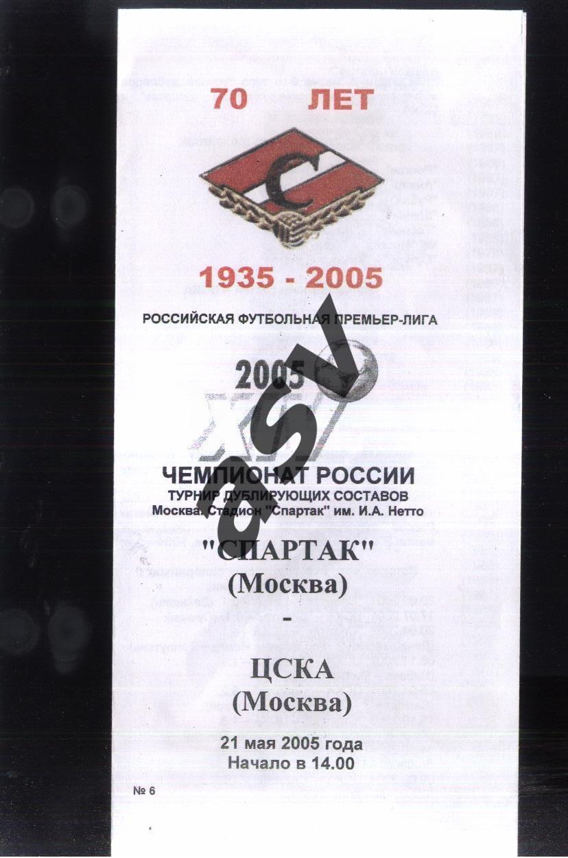 Спартак Москва – ЦСКА — 21.05.2005 Дублеры.