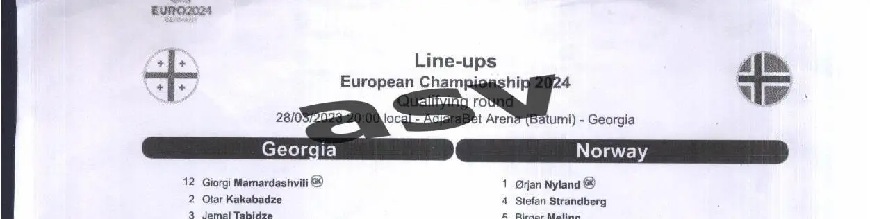 Грузия - Норвегия — 28.03.2023 Отбор ЧЕ Стартовый протокол
