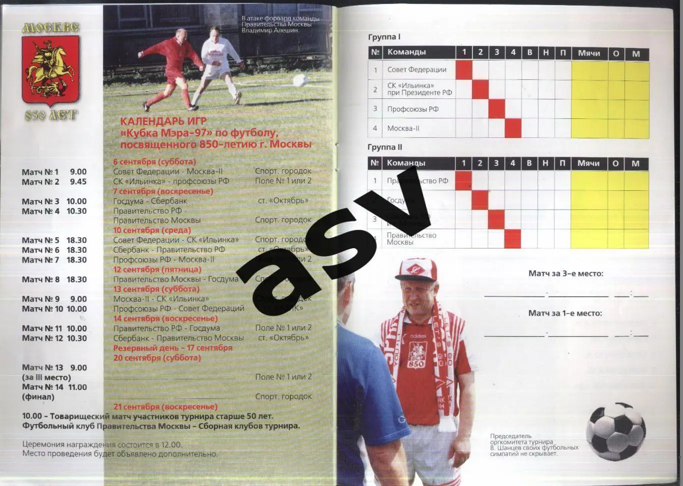 Кубок Мэра Москвы — 06-21.09.1997 Участники на скане. 1