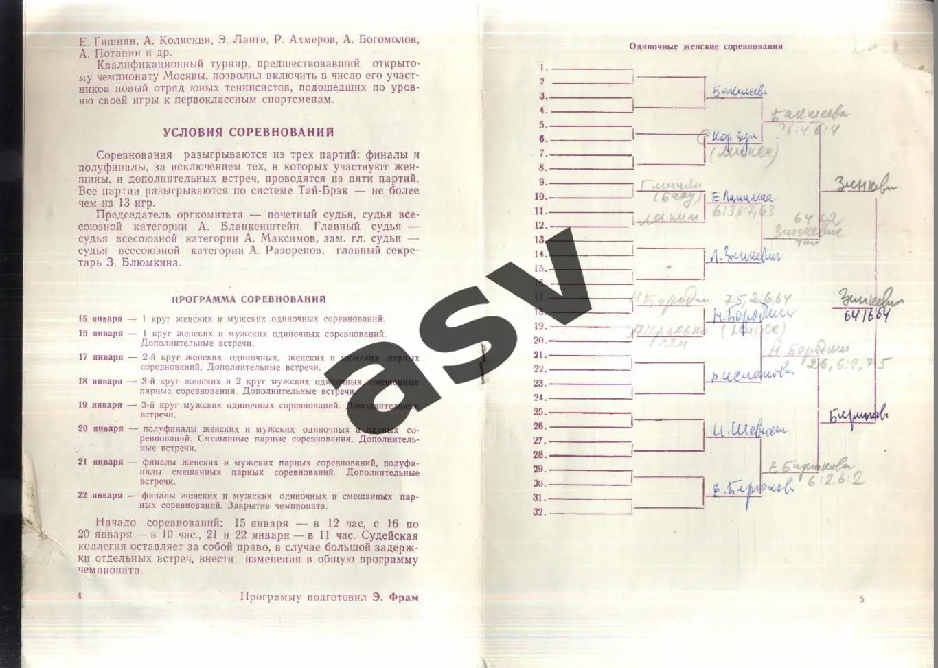 Теннис Открытый чемпионат Москвы — 15-22.01.1977 Москва 1