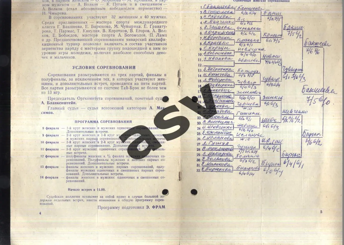 Теннис Открытый чемпионат Москвы — 08-14.02.1976 Москва 1