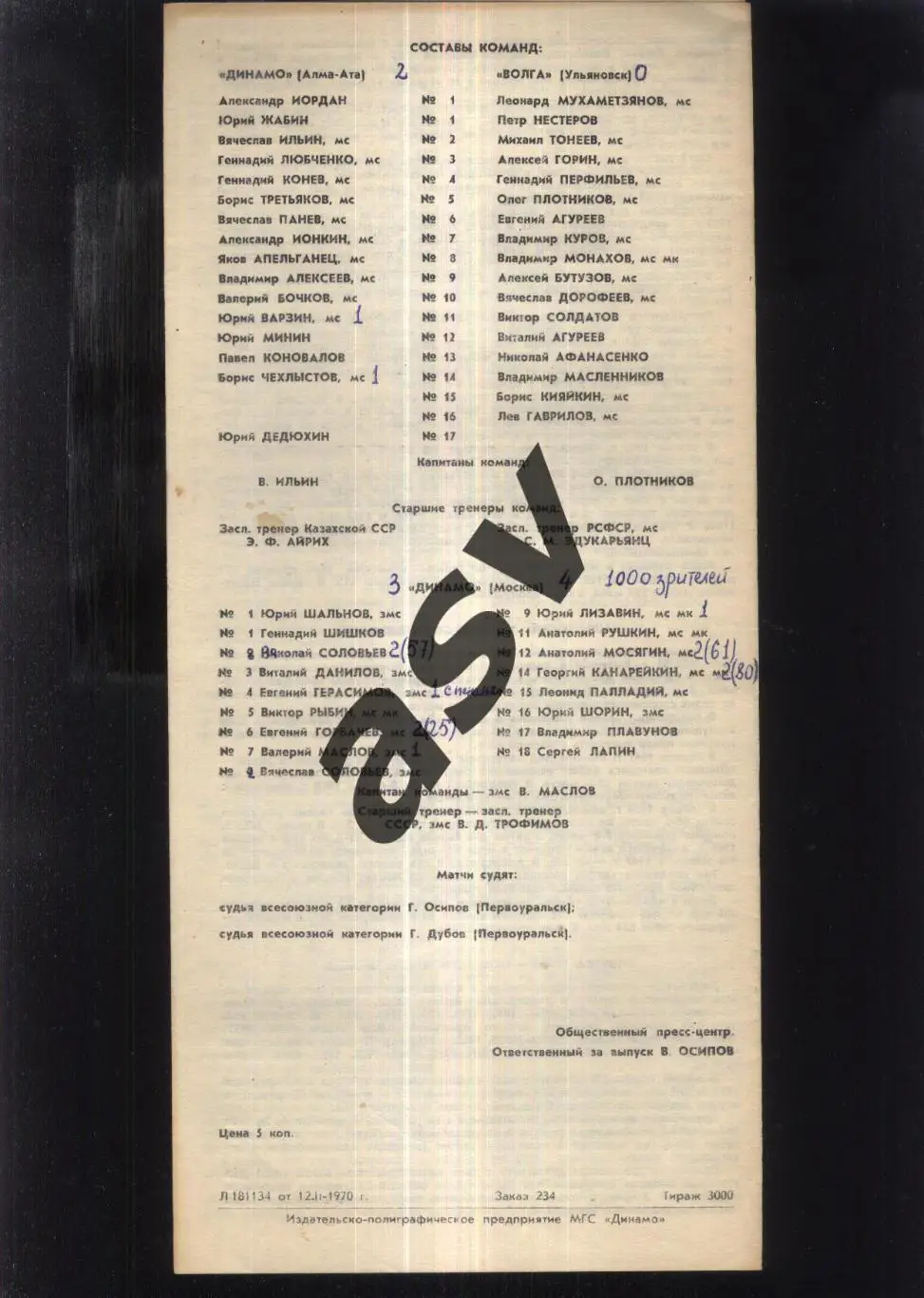 Динамо Москва - Динамо Алма-Ата + Волга Ульяновск — 16-19.02.1970 1