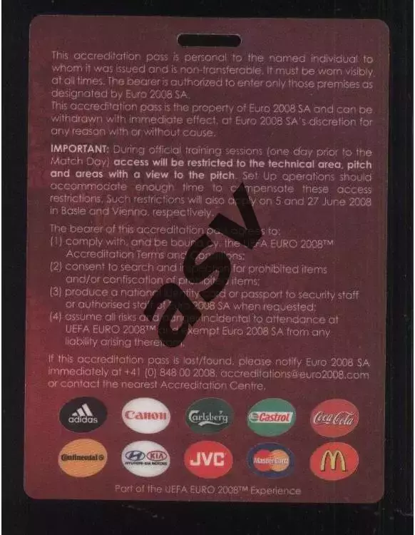 2008 Чемпионат Европы по футболу / Аккредитация / Валерий Винокуров 1