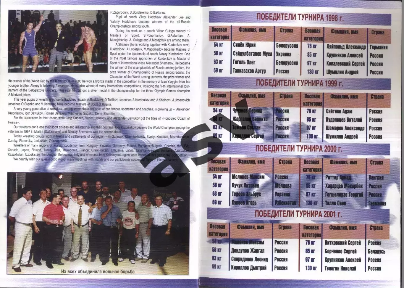 Вольная борьба. Турнир на призы братьев Белоглазовых — 04-07.07.2003 Калининград 2