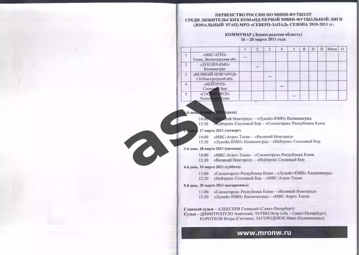 1 лига любительские команды МРО Северо-Запад — 16-20.06.2011 Коммунар ЛО 1
