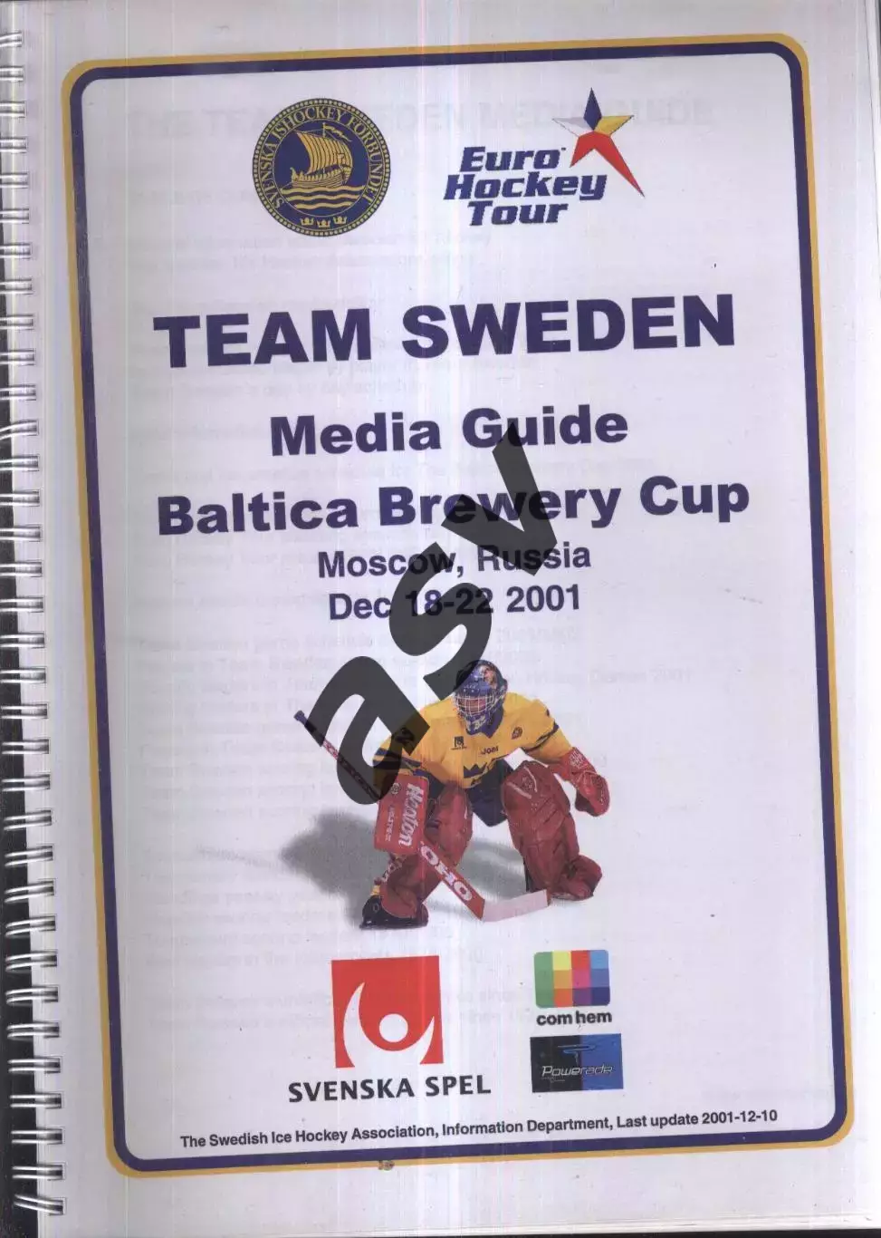 Медиагайд Сборная Швеции Кубок пивоваренной компании Балтика — 16-21.12.2001
