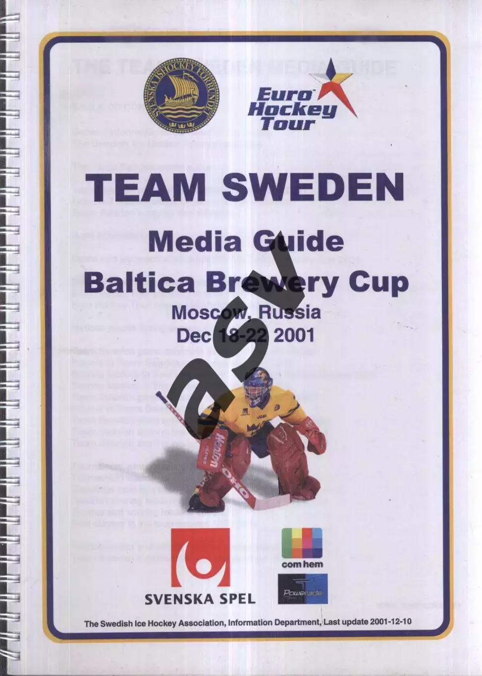 Медиагайд Сборная Швеции Кубок пивоваренной компании Балтика — 16-21.12.2001