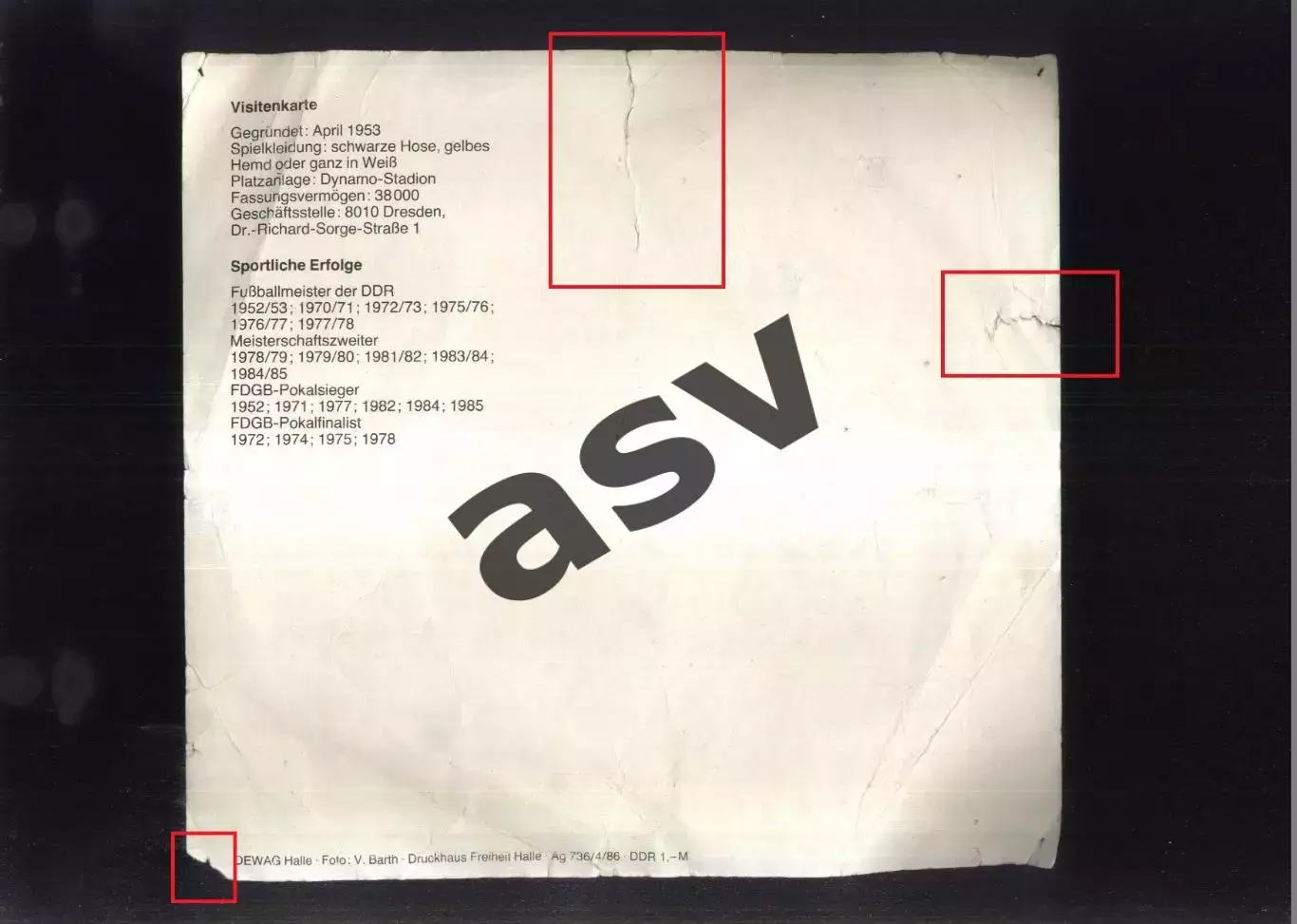 Динамо Дрезден ГДР — 1985/1986 Мини постер 1