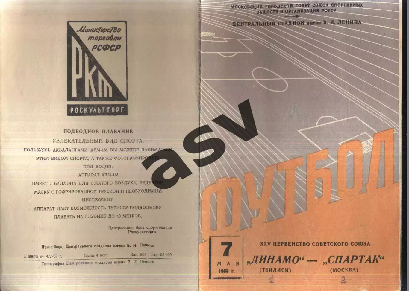 Спартак Москва - Динамо Тбилиси — 07.05.1963