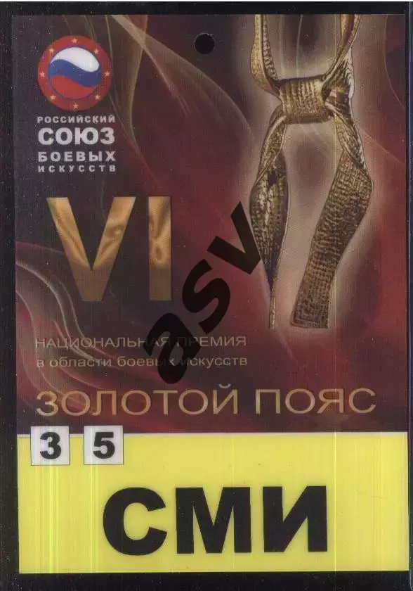 VI Национальная премия Боевые искусства Золотой Пояс — 16.02.2011 Аккредитация