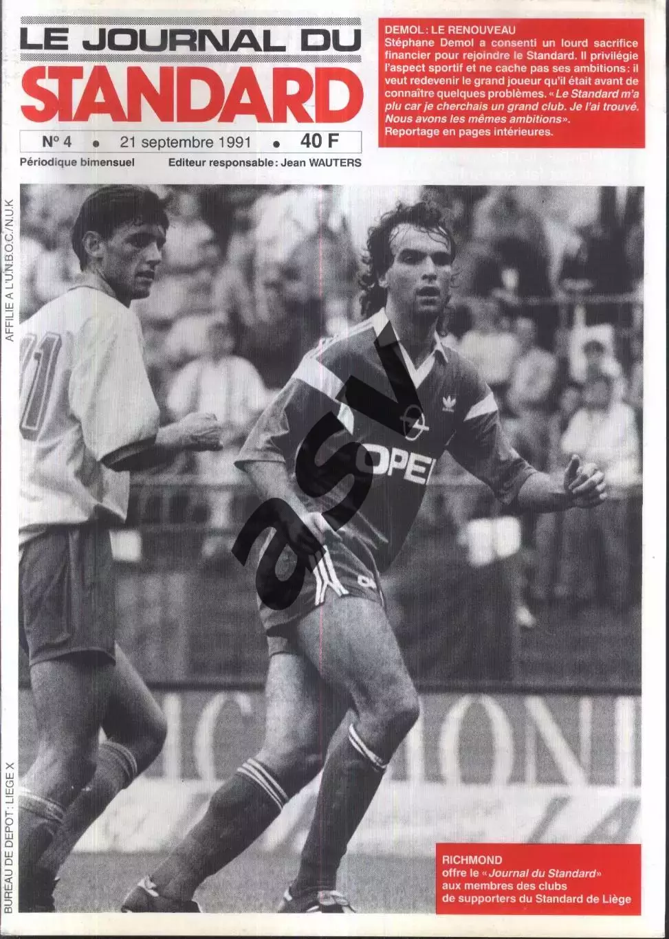1991 / Стандард Льеж Бельгия / Клубный журнал / № 4