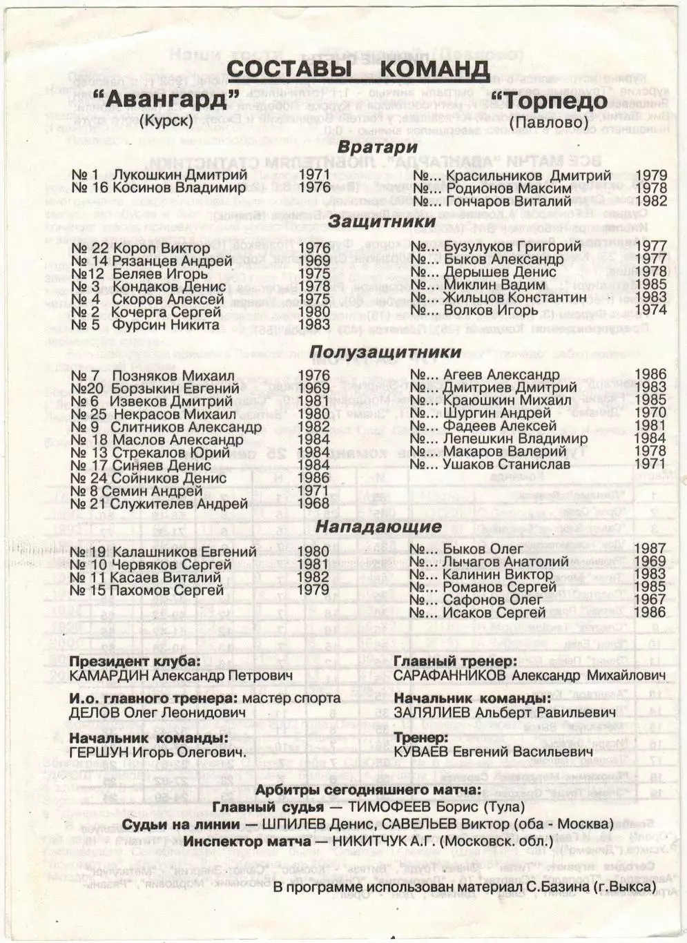 Авангард Курск — Торпедо Павлово 26.10.2003 1