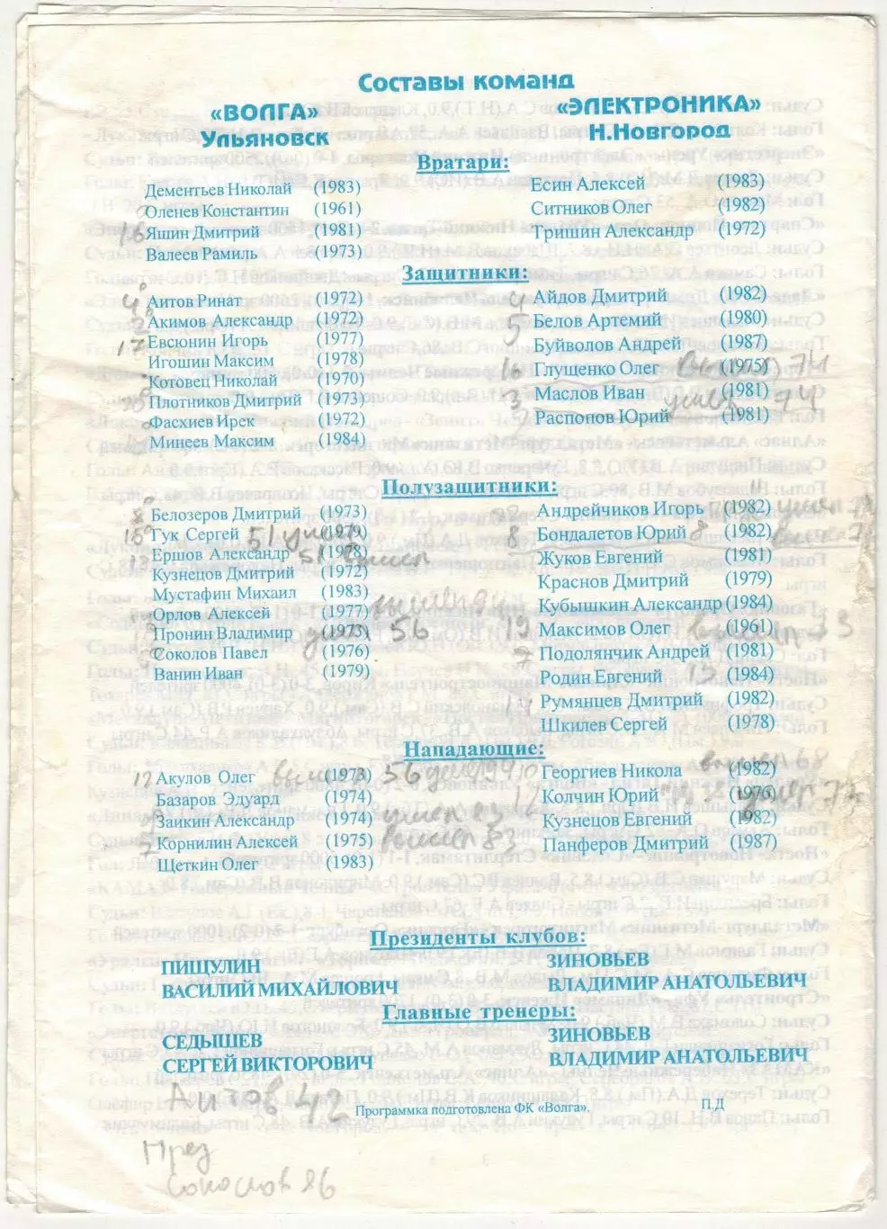 Волга Ульяновск – Электроника Нижний Новгород 09.07.2003 1