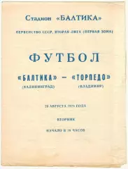 Балтика Калининград — Торпедо Владимир 29.08.1978