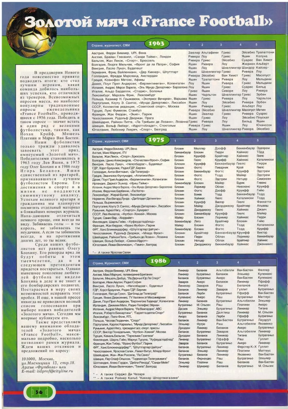 ФУТБОЛ 1997 №2–3 / Э.Кантона Ювентус О.Блохин В.Лобановский Инсайды Золотой мяч 4
