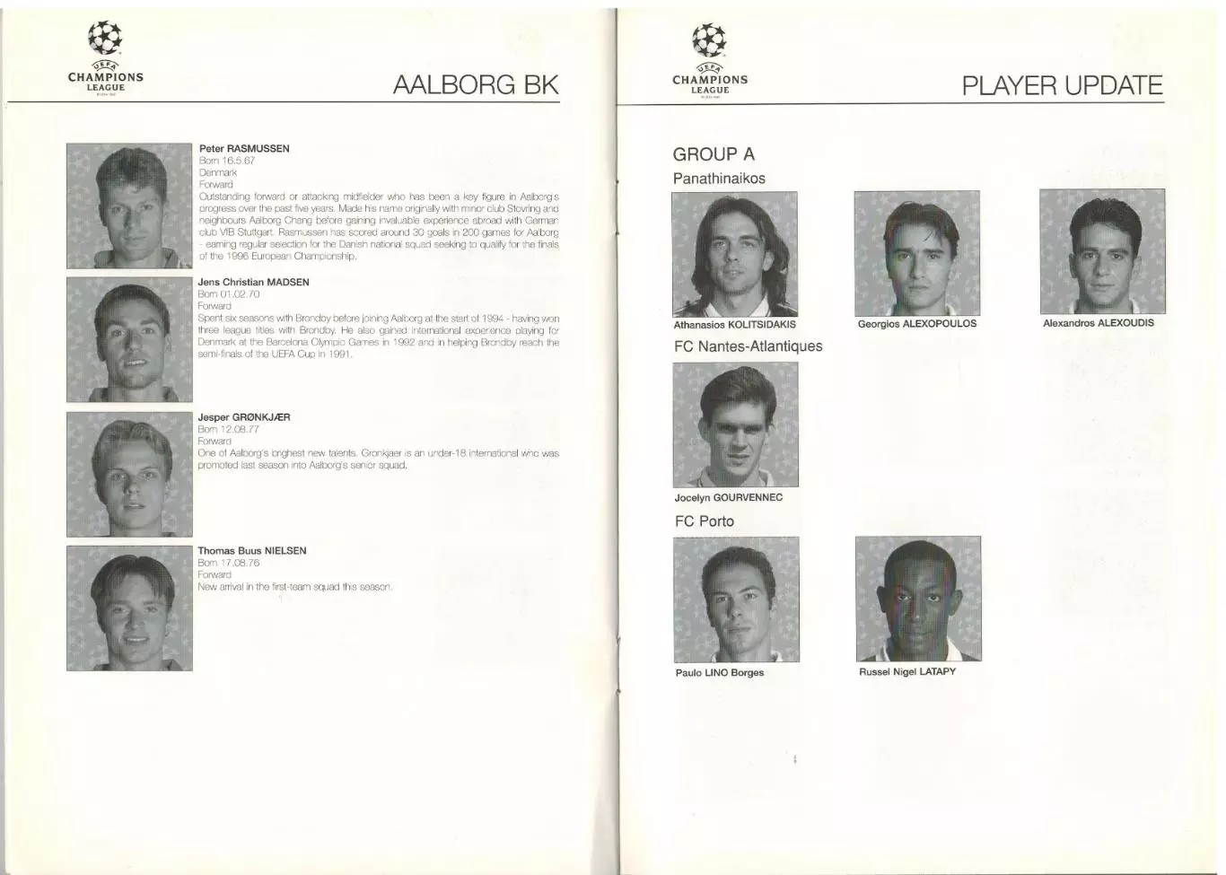 Справочник (дополнение) Лига чемпионов-1995/1996 Aalborg BK / Ольборг Дания 3