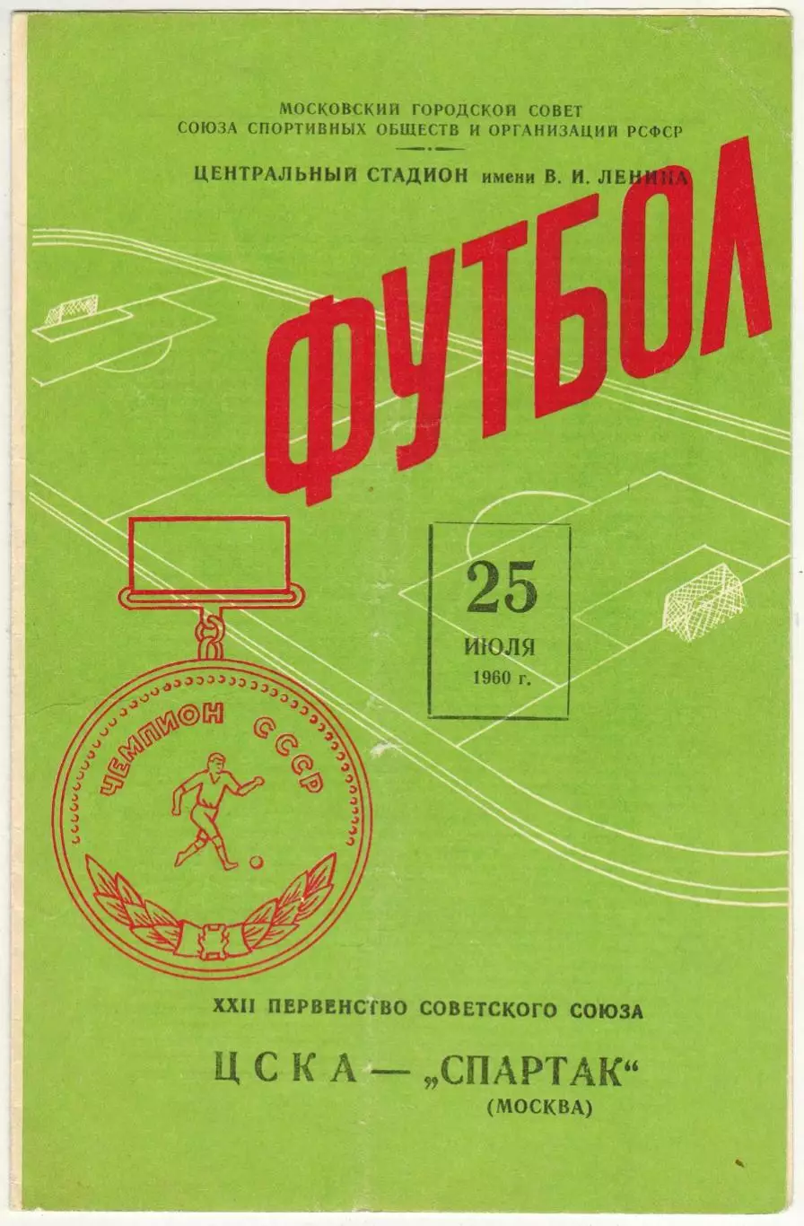ЦСКА – Спартак Москва 25.07.1960