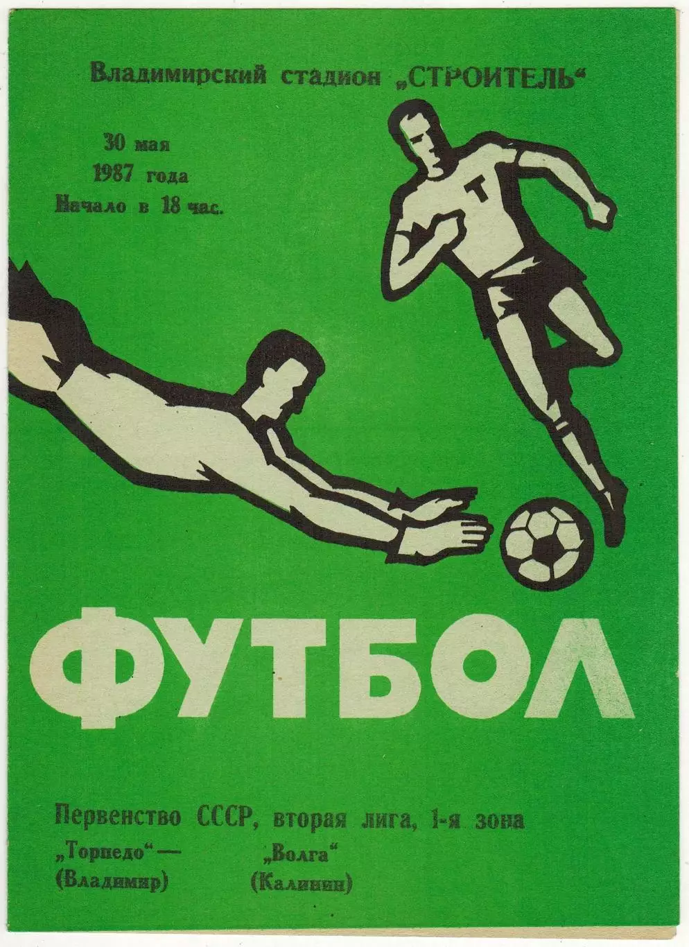 Торпедо Владимир – Волга Калинин 30.05.1987 РЕДКОСТЬ!