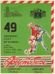Спартак Тамбов – Динамо Брест 11.07.1986