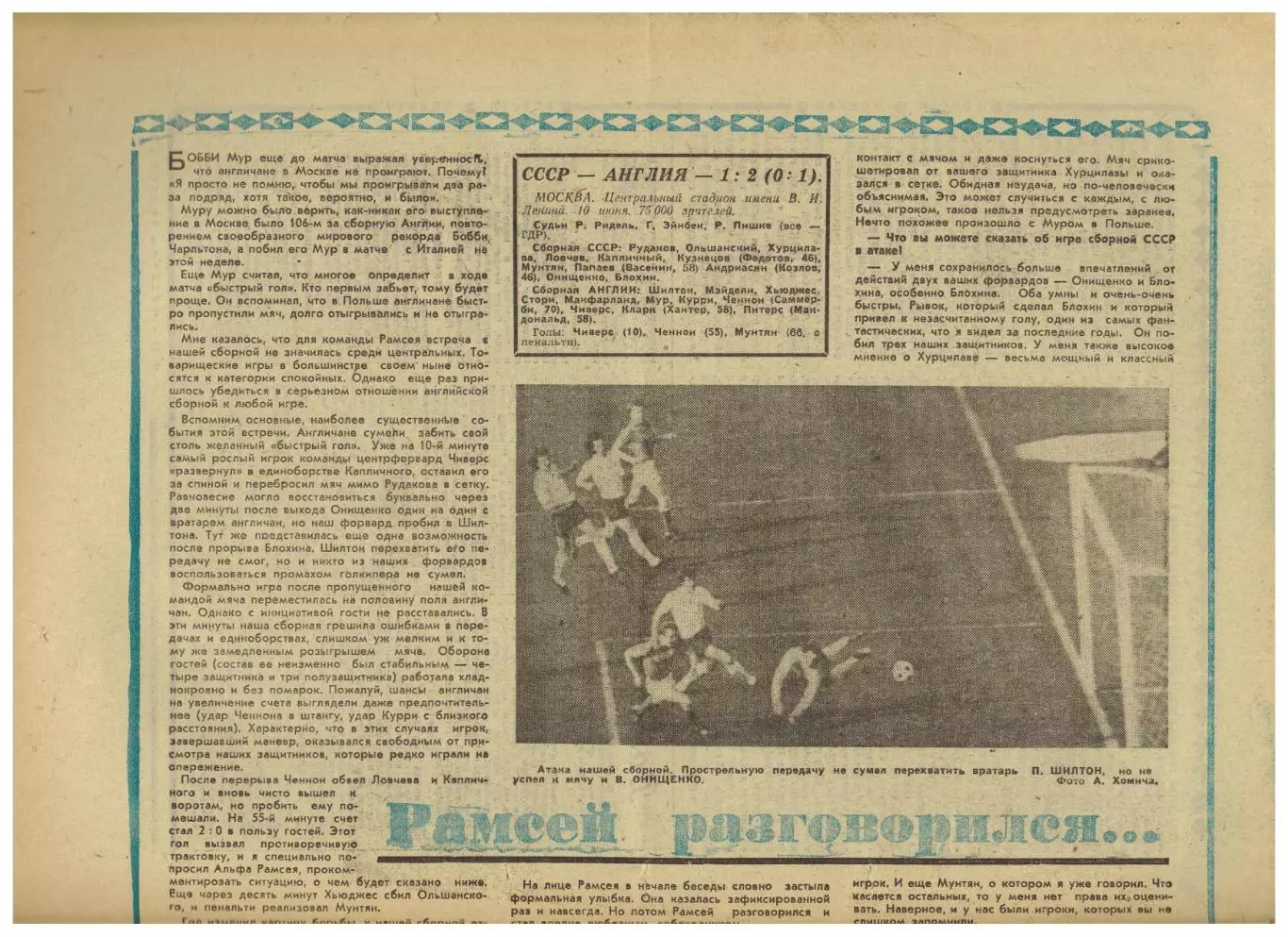 Футбол-Хоккей 1973 /№24 Б.Кулагин Итоги сезона МТМ СССР–Англия–1:2 Виктор Маслов 1