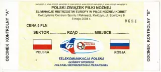 Билет Польша – Россия 08.05.2004 Женские команды ОТЧЕ-2005