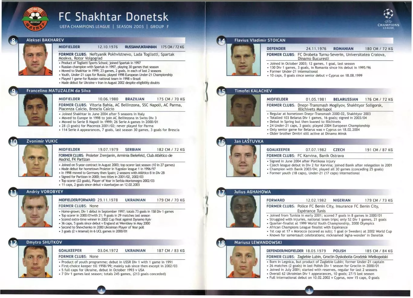 Дига чемпионов УЕФА 2005 Шахтер Донецк / FC Shakhtar Donetsk А.Тимощук Д.Срна 1