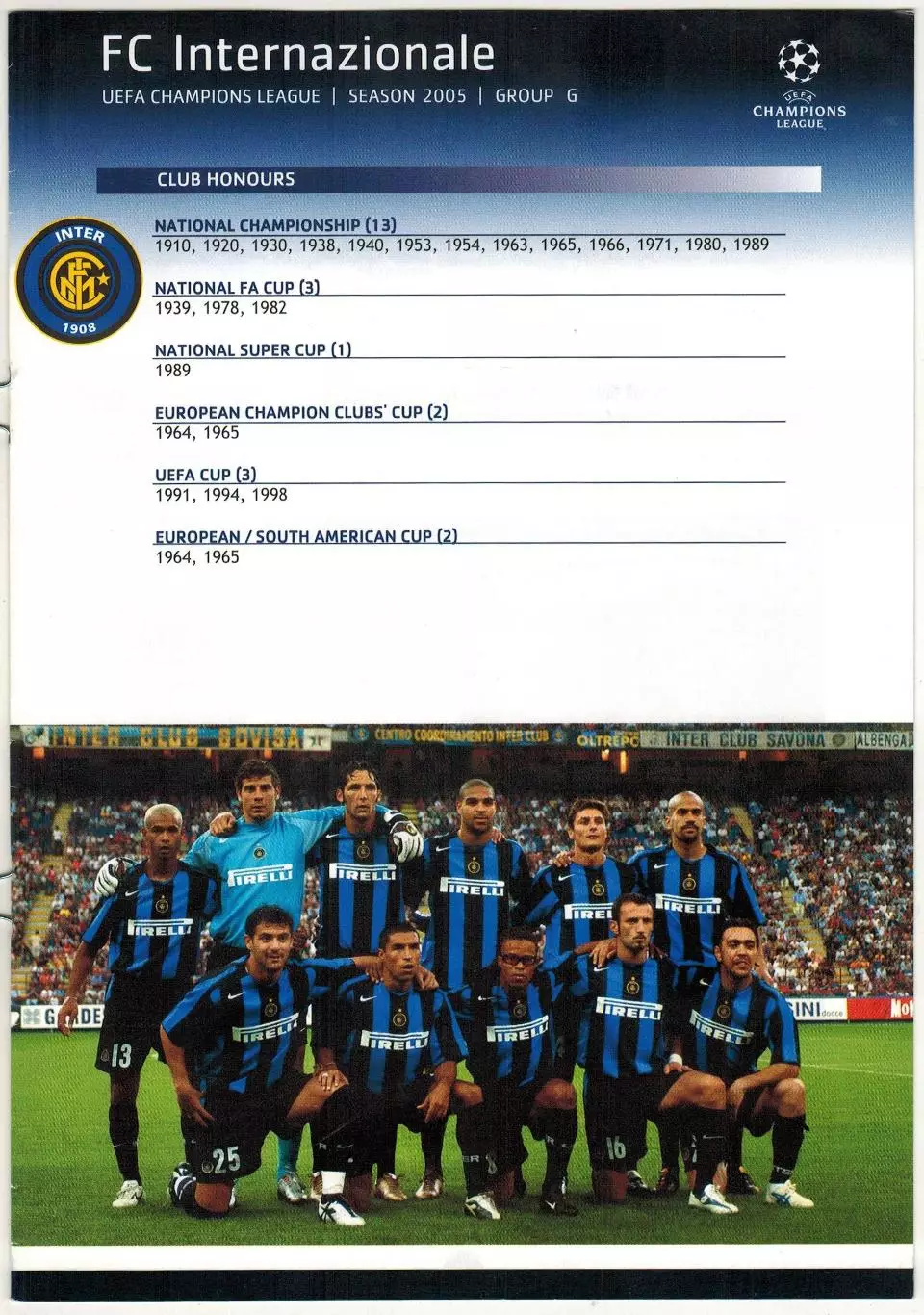 Лига чемпионов УЕФА 2005 FC Internazionale / Интер Милан / М.Матерацци К.Вьери