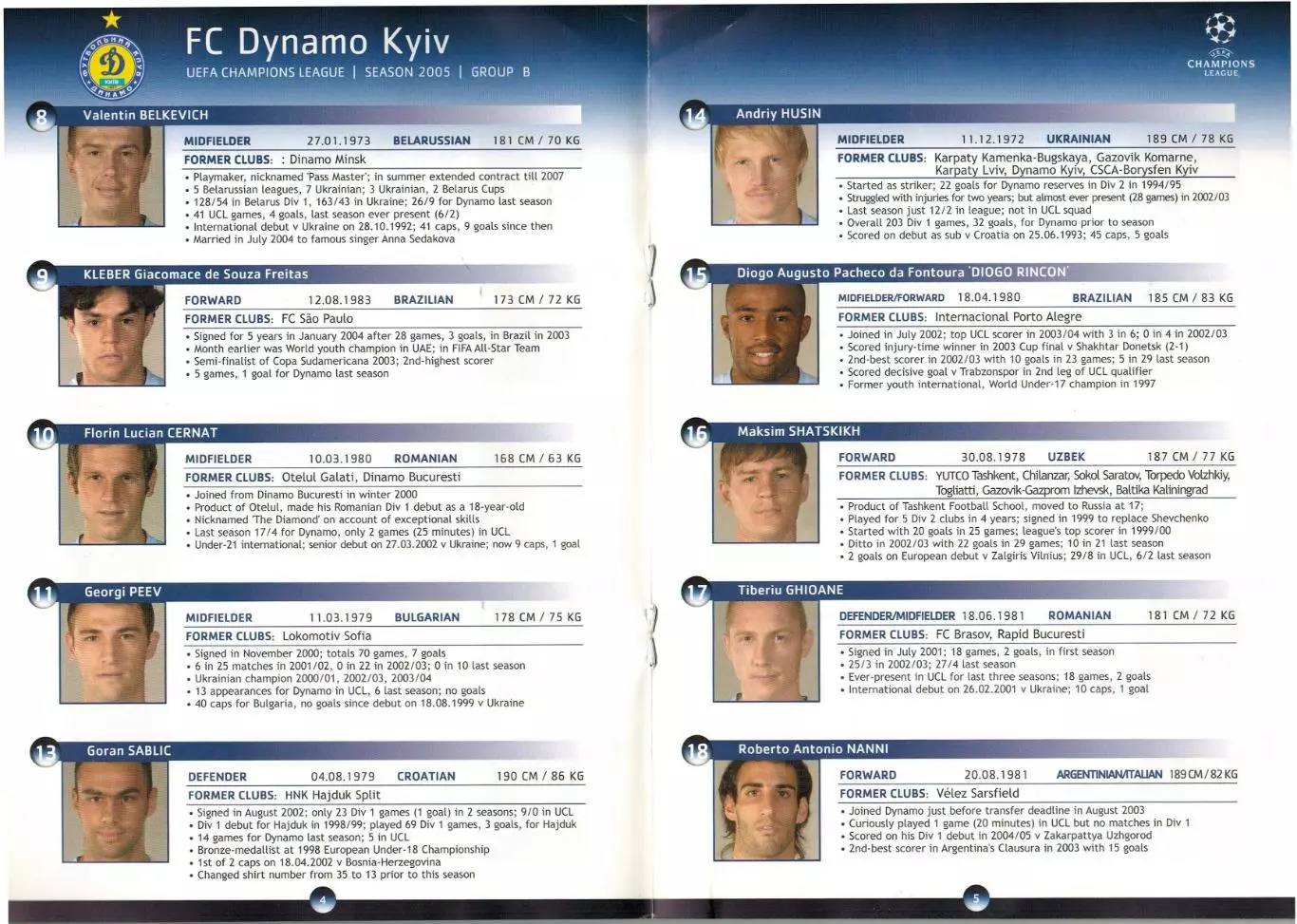 Лига чемпионов УЕФА 2005 Dynamo Kyiv / Динамо Киев /А.Гусин А.Шовковский О.Гусев 1