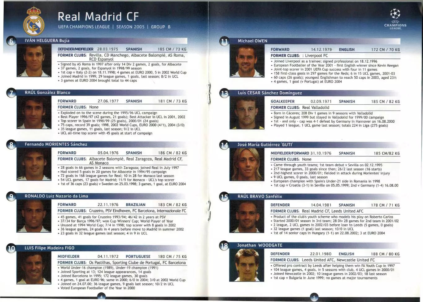 Лига чемпионов УЕФА 2005 Real Madrid CF / Реал Мадрид /Зидан Фигу Роналдо Бекхэм 1
